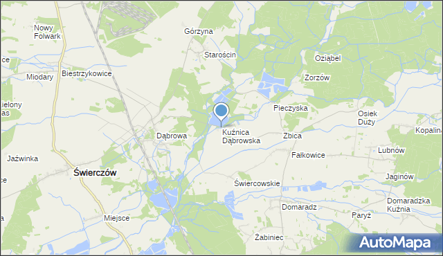 mapa Kuźnica Dąbrowska, Kuźnica Dąbrowska na mapie Targeo